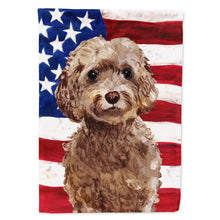 Load image into Gallery viewer, Brown Cockapoo Patriotic Flag Canvas House Size BB9374CHF