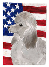 Load image into Gallery viewer, Grey Standard Poodle Patriotic Garden Flag - Outdoor Decorative Yard Flag BB9385GF