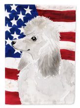 Load image into Gallery viewer, White Standard Poodle Patriotic Flag Canvas House Size BB9386CHF