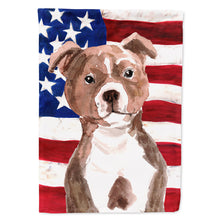 Load image into Gallery viewer, Red Staffie Bull Terrier Patriotic Flag Canvas House Size BB9392CHF