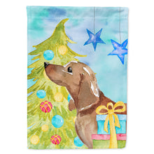 Load image into Gallery viewer, Red Tan Dachshund Christmas Flag Canvas House Size BB9406CHF