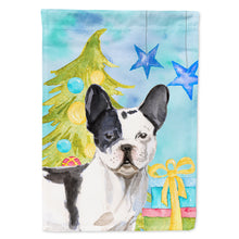 Load image into Gallery viewer, Black White French Bulldog Christmas Flag Canvas House Size BB9407CHF