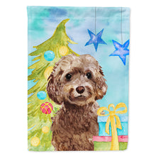 Load image into Gallery viewer, Brown Cockapoo Christmas Flag Canvas House Size BB9409CHF