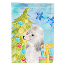 Load image into Gallery viewer, White Standard Poodle Christmas Flag Canvas House Size BB9421CHF
