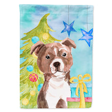 Load image into Gallery viewer, Red Staffie Bull Terrier Christmas Flag Canvas House Size BB9427CHF