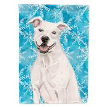Load image into Gallery viewer, White Staffie Bull Terrier Winter Flag Canvas House Size BB9431CHF