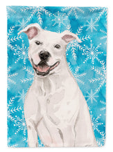 Load image into Gallery viewer, White Staffie Bull Terrier Winter Garden Flag - Outdoor Decorative Yard Flag BB9431GF