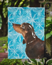 Load image into Gallery viewer, Black and Tan Dachshund Winter Garden Flag - Outdoor Decorative Yard Flag BB9440GF