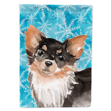 Load image into Gallery viewer, Long Haired Chihuahua Winter Flag Canvas House Size BB9459CHF