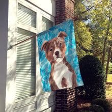 Load image into Gallery viewer, Red Staffie Bull Terrier Winter Flag Canvas House Size BB9462CHF