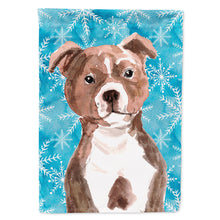 Load image into Gallery viewer, Red Staffie Bull Terrier Winter Flag Canvas House Size BB9462CHF
