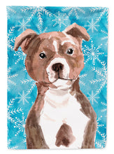 Load image into Gallery viewer, Red Staffie Bull Terrier Winter Garden Flag - Outdoor Decorative Yard Flag BB9462GF