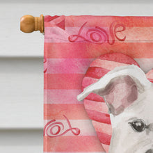 Load image into Gallery viewer, White Staffie Bull Terrier Love Flag Canvas House Size BB9466CHF
