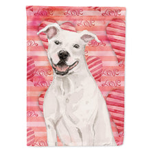 Load image into Gallery viewer, White Staffie Bull Terrier Love Flag Canvas House Size BB9466CHF