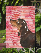 Load image into Gallery viewer, Black and Tan Dachshund Love Garden Flag - Outdoor Decorative Yard Flag BB9475GF