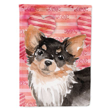 Load image into Gallery viewer, Long Haired Chihuahua Love Flag Canvas House Size BB9494CHF