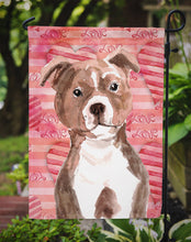 Load image into Gallery viewer, Red Staffie Bull Terrier Love Garden Flag - Outdoor Decorative Yard Flag BB9497GF