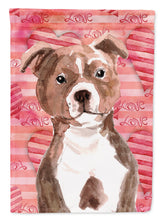 Load image into Gallery viewer, Red Staffie Bull Terrier Love Garden Flag - Outdoor Decorative Yard Flag BB9497GF