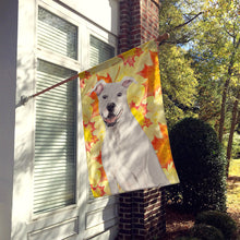 Load image into Gallery viewer, White Staffie Bull Terrier Fall Flag Canvas House Size BB9501CHF