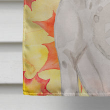 Load image into Gallery viewer, White Staffie Bull Terrier Fall Flag Canvas House Size BB9501CHF