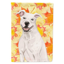 Load image into Gallery viewer, White Staffie Bull Terrier Fall Flag Canvas House Size BB9501CHF