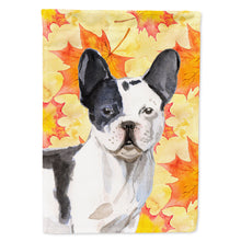 Load image into Gallery viewer, Black White French Bulldog Fall Flag Canvas House Size BB9512CHF