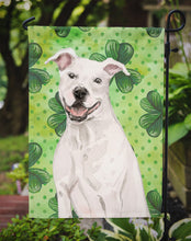 Load image into Gallery viewer, White Staffie Bull Terrier St. Patrick's Garden Flag - Outdoor Decorative Yard Flag BB9536GF