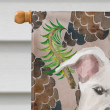 Load image into Gallery viewer, White Staffie Bull Terrier Pine Cones Flag Canvas House Size BB9571CHF