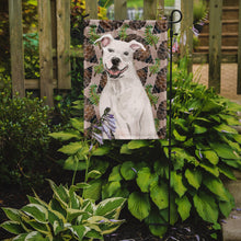 Load image into Gallery viewer, White Staffie Bull Terrier Pine Cones Garden Flag - Outdoor Decorative Yard Flag BB9571GF