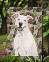 Load image into Gallery viewer, White Staffie Bull Terrier Pine Cones Garden Flag - Outdoor Decorative Yard Flag BB9571GF