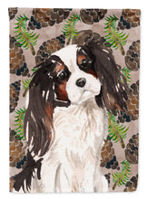 Load image into Gallery viewer, Tricolor Cavalier Spaniel Pine Cones Flag Canvas House Size BB9577CHF