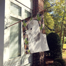 Load image into Gallery viewer, White Standard Poodle Pine Cones Flag Canvas House Size BB9596CHF