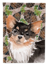 Load image into Gallery viewer, Long Haired Chihuahua Pine Cones Flag Canvas House Size BB9599CHF