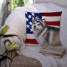 Load image into Gallery viewer, Alaskan Malamute Patriotic Throw Pillow - 14x14 Decorative Pillow – Art for Your Home &amp; Patio BB9638PW1414