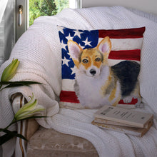 Load image into Gallery viewer, Pembroke Corgi Patriotic Throw Pillow - 14x14 Decorative Pillow – Art for Your Home &amp; Patio BB9642PW1414