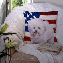 Load image into Gallery viewer, Bichon Frise Patriotic Throw Pillow - 14x14 Decorative Pillow – Art for Your Home &amp; Patio BB9648PW1414