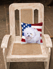 Load image into Gallery viewer, Bichon Frise Patriotic Fabric Decorative Pillow BB9648PW1818