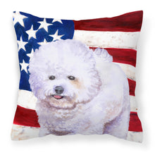 Load image into Gallery viewer, Bichon Frise Patriotic Fabric Decorative Pillow BB9648PW1818