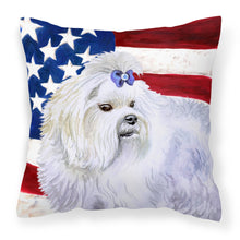 Load image into Gallery viewer, Maltese Patriotic Fabric Decorative Pillow BB9651PW1818