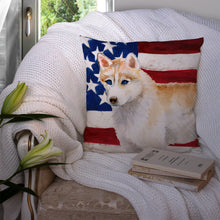 Load image into Gallery viewer, Siberian Husky Patriotic Throw Pillow - 14x14 Decorative Pillow – Art for Your Home &amp; Patio BB9655PW1414