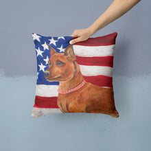 Load image into Gallery viewer, Miniature Pinscher Patriotic Throw Pillow - 14x14 Decorative Pillow – Art for Your Home &amp; Patio BB9656PW1414