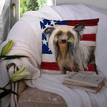 Load image into Gallery viewer, Chinese Crested Patriotic Throw Pillow - 14x14 Decorative Pillow – Art for Your Home &amp; Patio BB9659PW1414