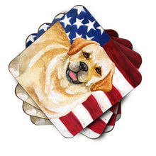 Load image into Gallery viewer, Golden Retriever Patriotic Foam Coaster  BB9664FC