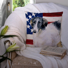 Load image into Gallery viewer, Borzoi Patriotic Throw Pillow - 14x14 Decorative Pillow – Art for Your Home &amp; Patio BB9672PW1414