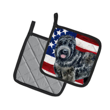 Load image into Gallery viewer, Black Russian Terrier Patriotic Pot Holders - Set of 2 - Heat-Resistant Kitchen Essentials BB9677PTHD