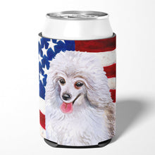 Load image into Gallery viewer, Medium White Poodle Patriotic Can or Bottle Hugger BB9683CC