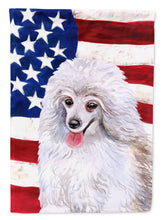 Load image into Gallery viewer, Medium White Poodle Patriotic Flag Canvas House Size BB9683CHF