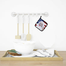 Load image into Gallery viewer, Medium White Poodle Patriotic Pot Holders - Set of 2 - Heat-Resistant Kitchen Essentials BB9683PTHD