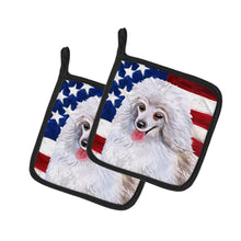 Load image into Gallery viewer, Medium White Poodle Patriotic Pot Holders - Set of 2 - Heat-Resistant Kitchen Essentials BB9683PTHD
