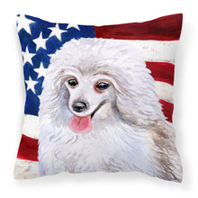 Load image into Gallery viewer, Medium White Poodle Patriotic Fabric Decorative Pillow BB9683PW1818